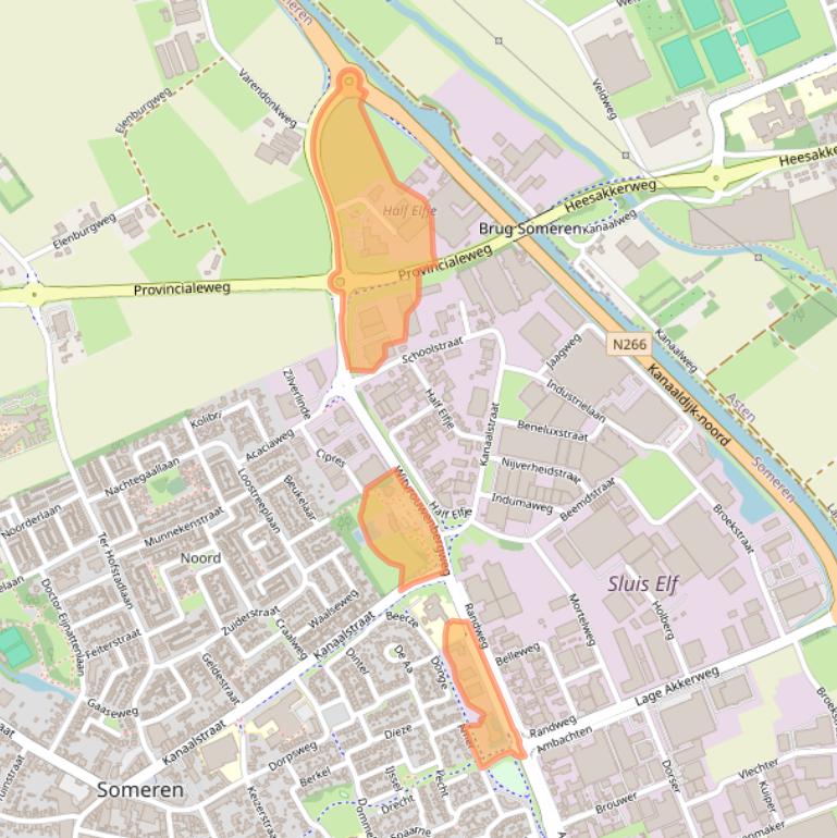 Kaart van postcodegebied 5711CN.