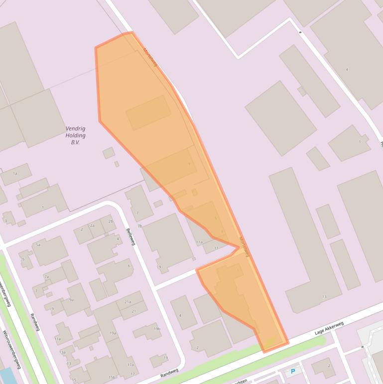 Kaart van postcodegebied 5711CW.