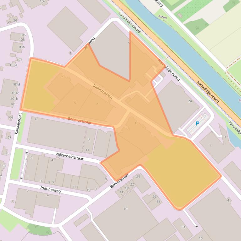 Kaart van postcodegebied 5711CX.