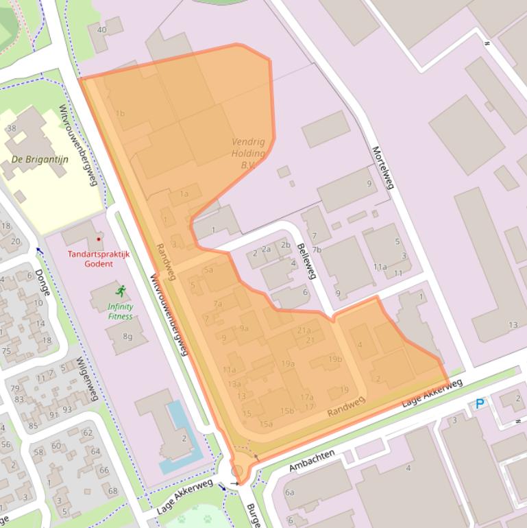 Kaart van postcodegebied 5711DJ.