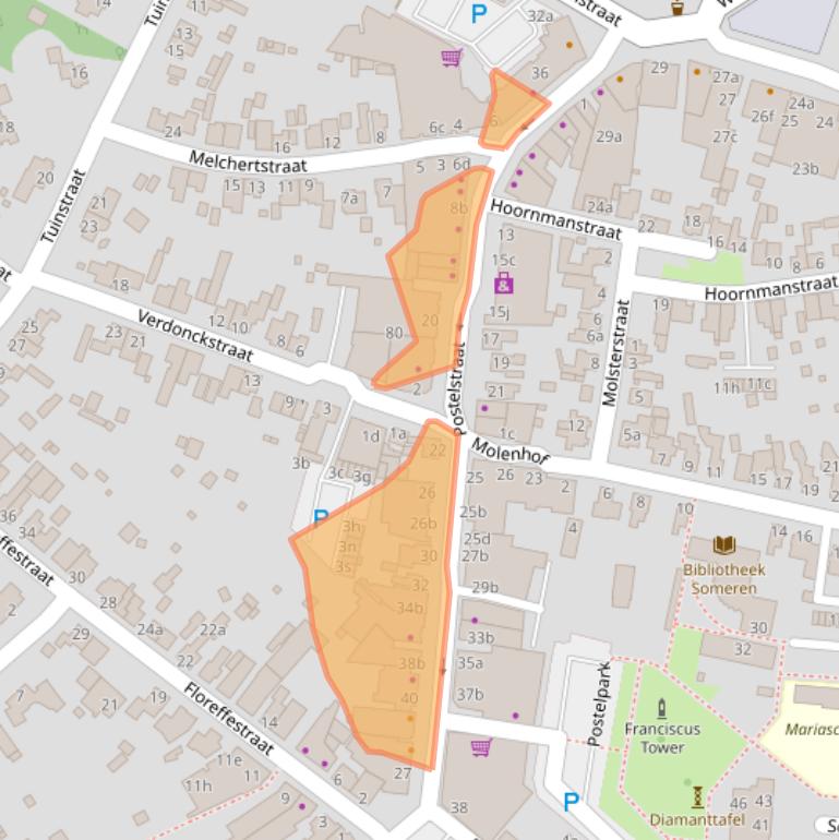 Kaart van postcodegebied 5711EN.