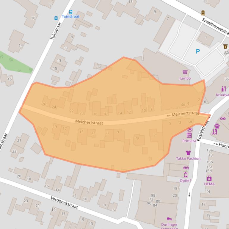 Kaart van postcodegebied 5711EP.