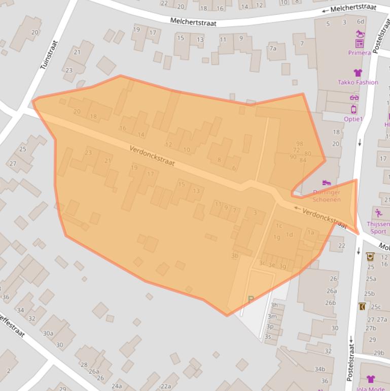 Kaart van postcodegebied 5711ER.