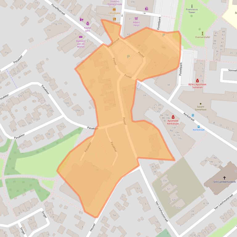 Kaart van postcodegebied 5711ET.