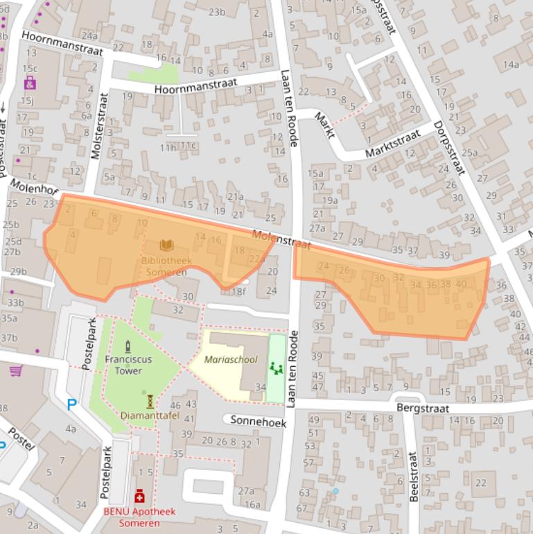 Kaart van postcodegebied 5711EW.