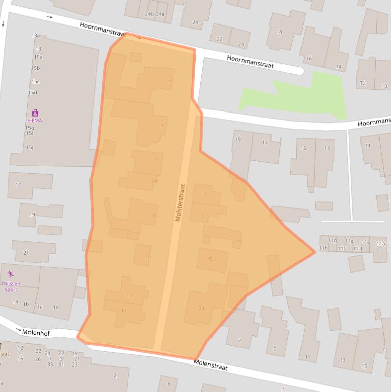 Kaart van postcodegebied 5711EX.