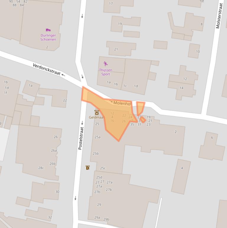 Kaart van postcodegebied 5711JB.