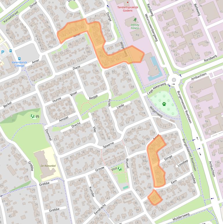 Kaart van postcodegebied 5711KJ.