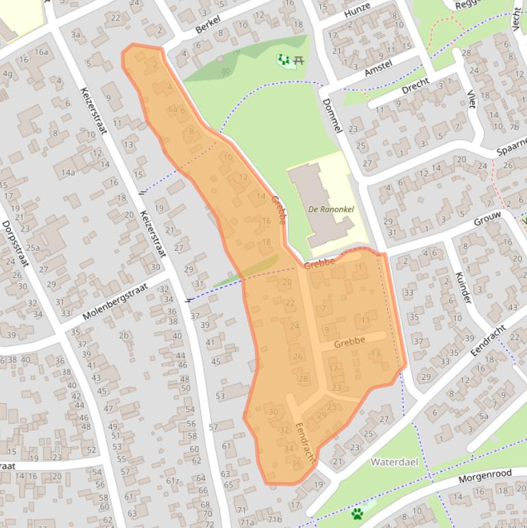 Kaart van postcodegebied 5711KV.