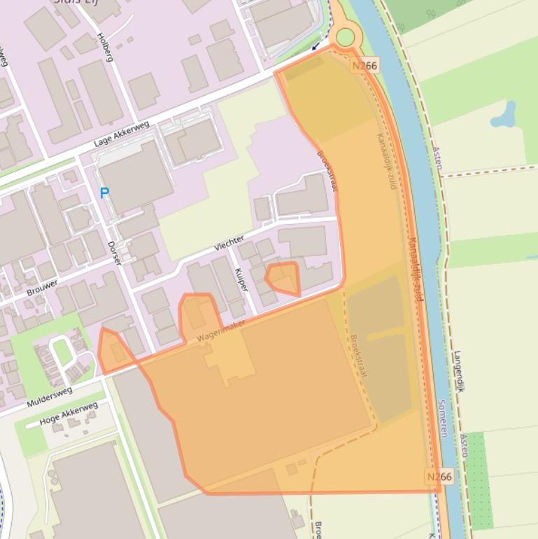 Kaart van postcodegebied 5711LT.