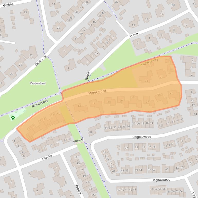 Kaart van postcodegebied 5711NC.