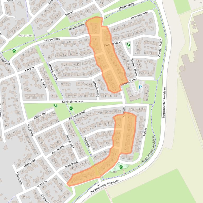 Kaart van postcodegebied 5711NH.