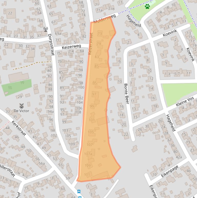 Kaart van postcodegebied 5711TV.