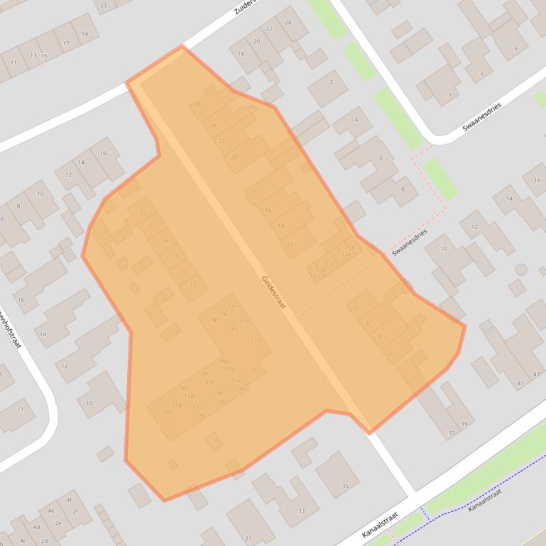 Kaart van postcodegebied 5711XE.