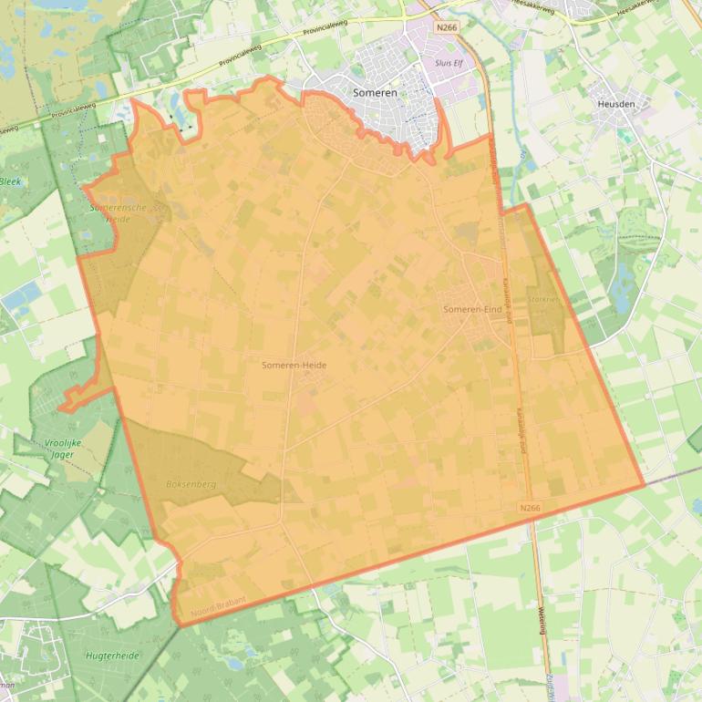 Kaart van postcodegebied 5712.