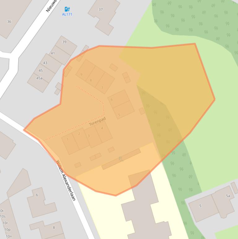 Kaart van postcodegebied 5712CC.