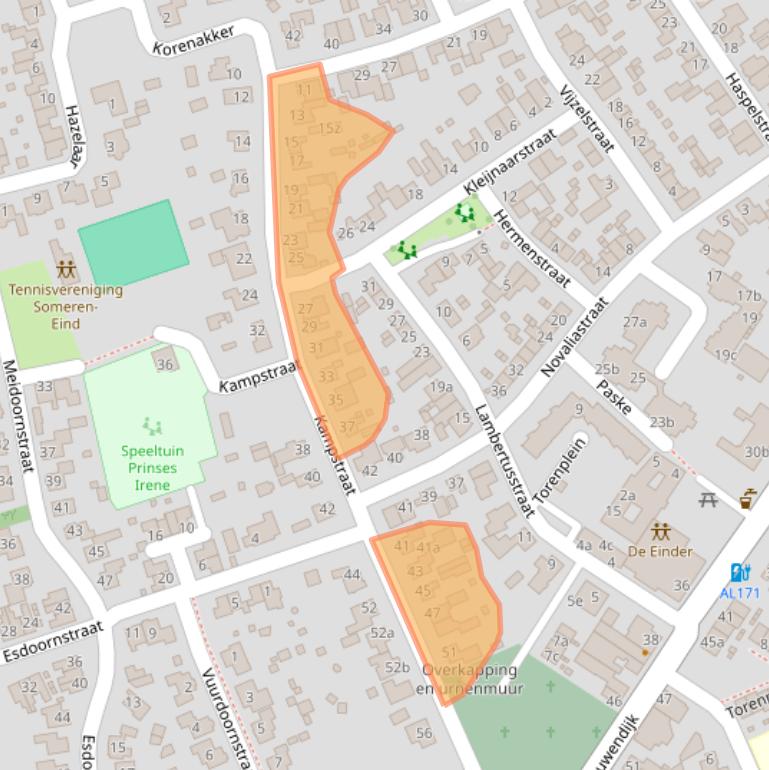 Kaart van postcodegebied 5712CM.