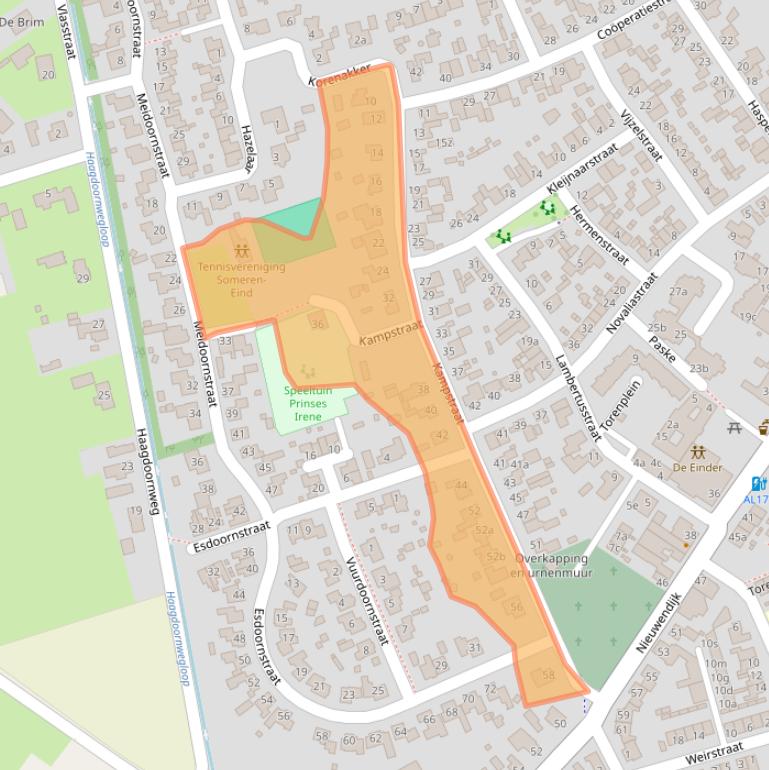 Kaart van postcodegebied 5712CN.