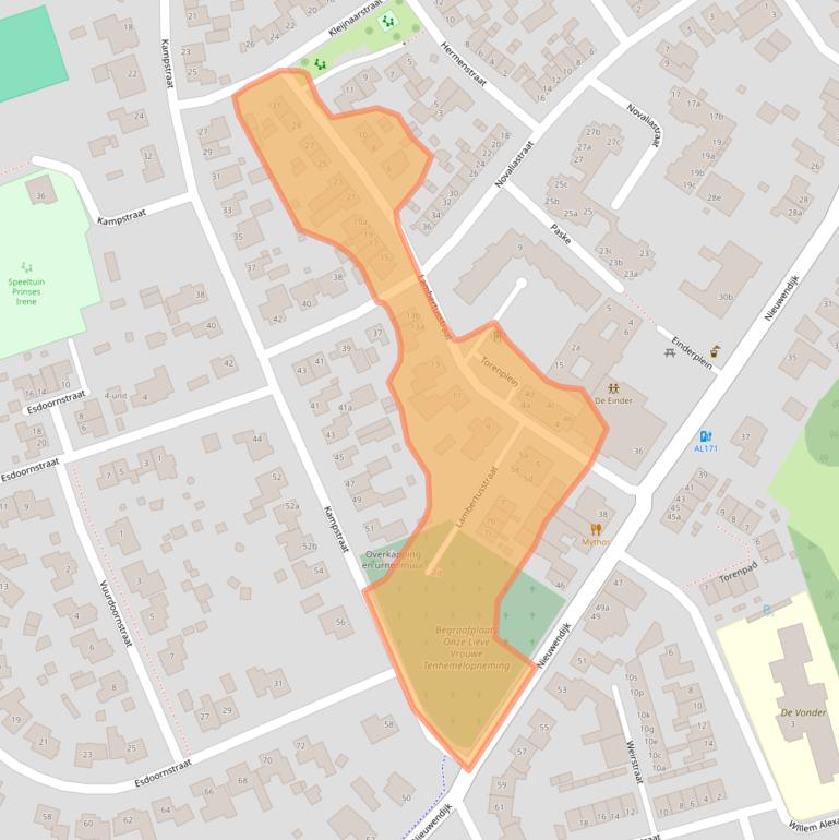 Kaart van postcodegebied 5712CS.