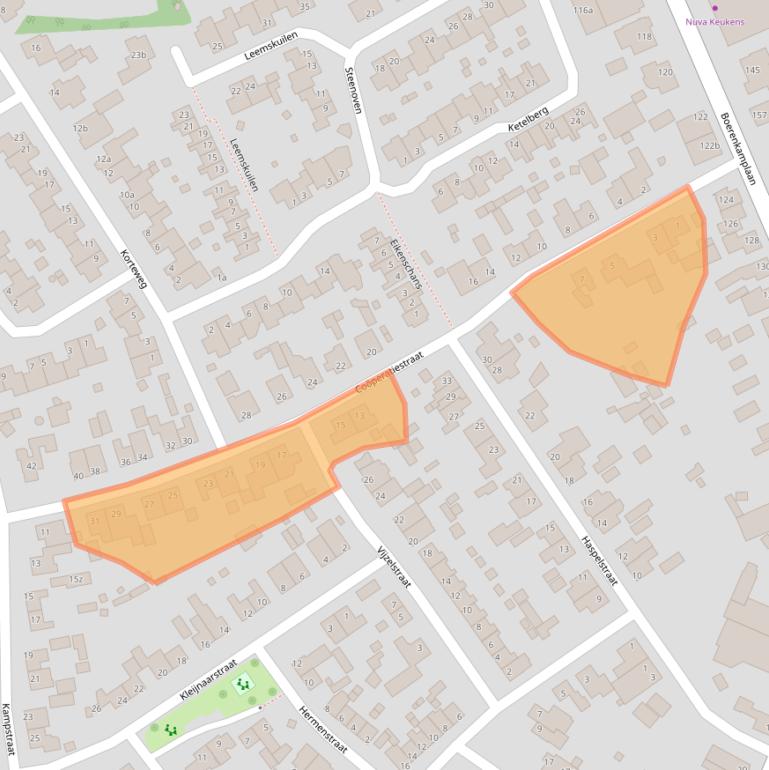 Kaart van postcodegebied 5712EA.