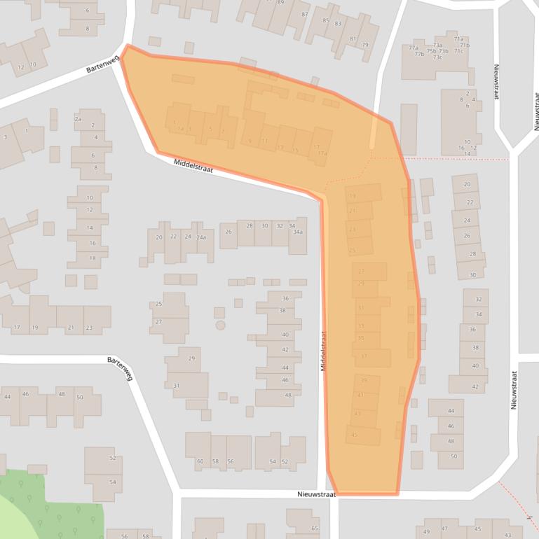 Kaart van postcodegebied 5712LL.