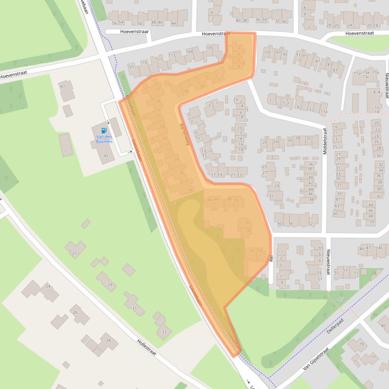 Kaart van postcodegebied 5712LS.