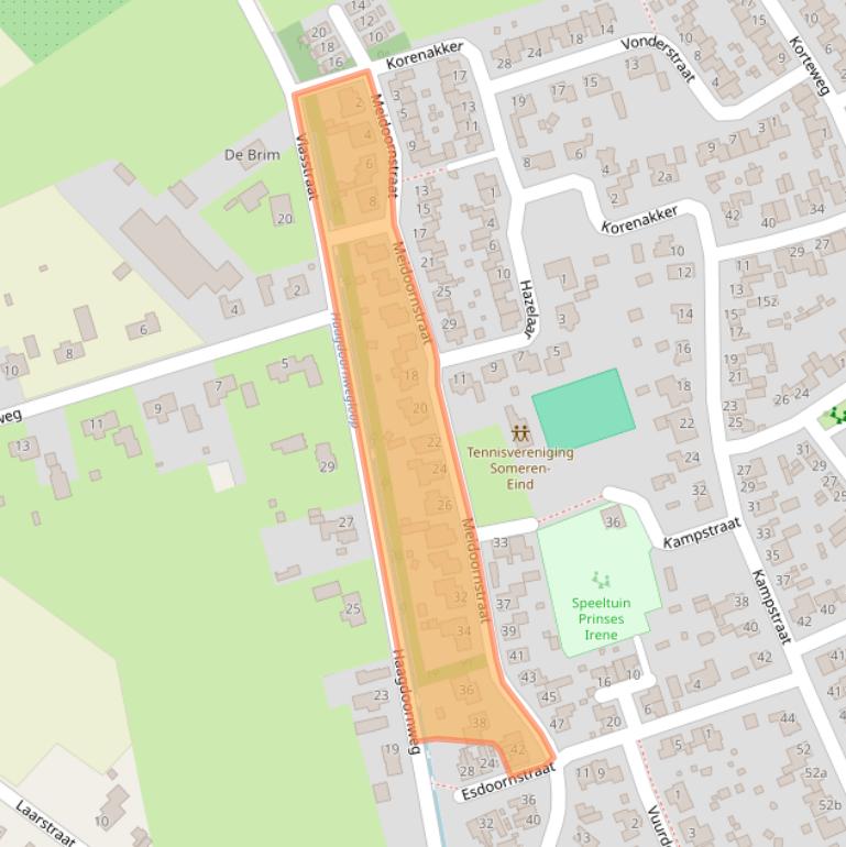 Kaart van postcodegebied 5712NR.