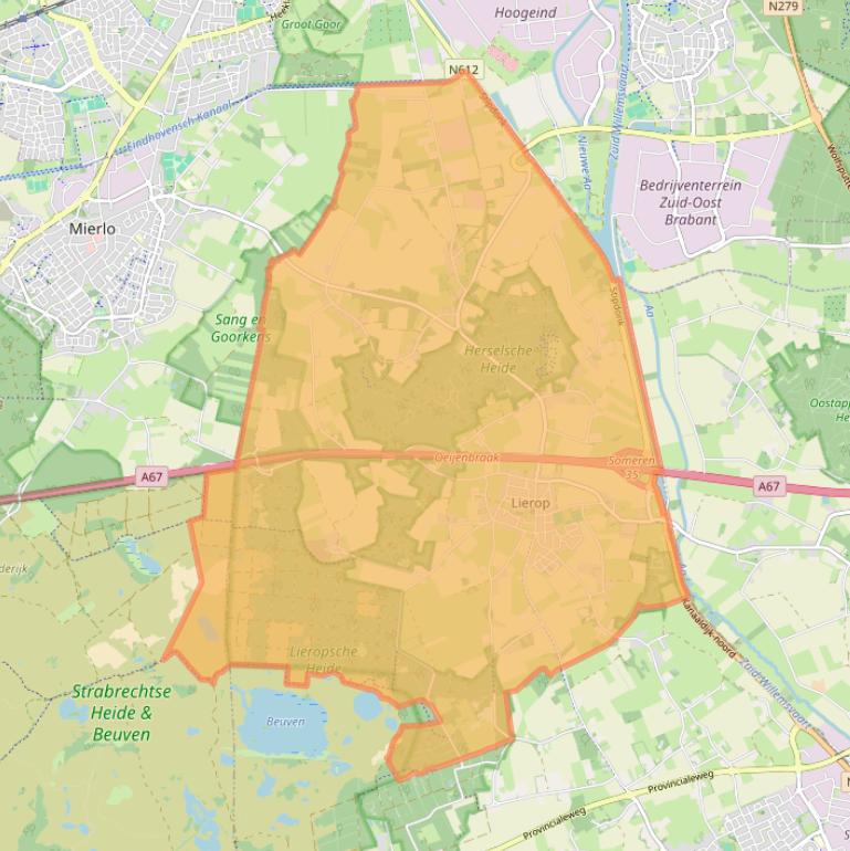 Kaart van postcodegebied 5715.