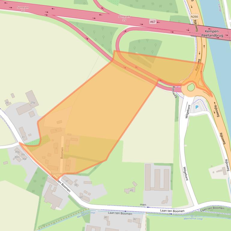 Kaart van postcodegebied 5715AC.