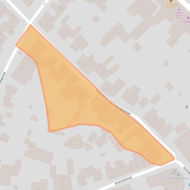 Kaart van postcodegebied 5721AB.