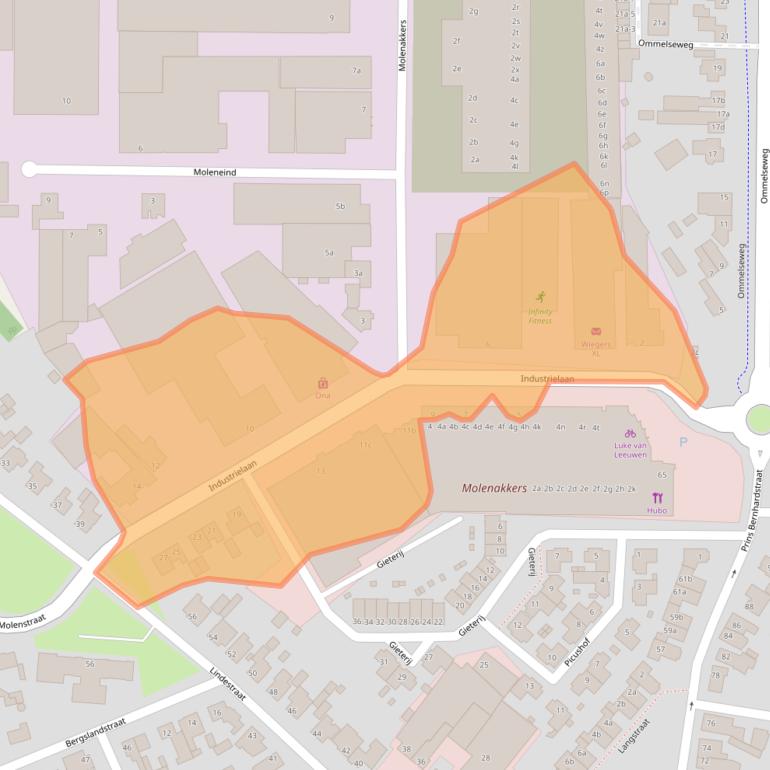 Kaart van postcodegebied 5721BC.