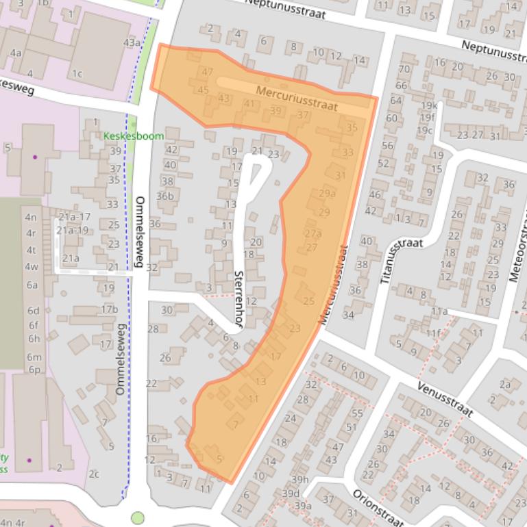 Kaart van postcodegebied 5721BD.