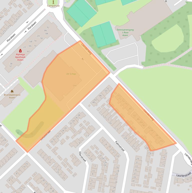 Kaart van postcodegebied 5721CN.