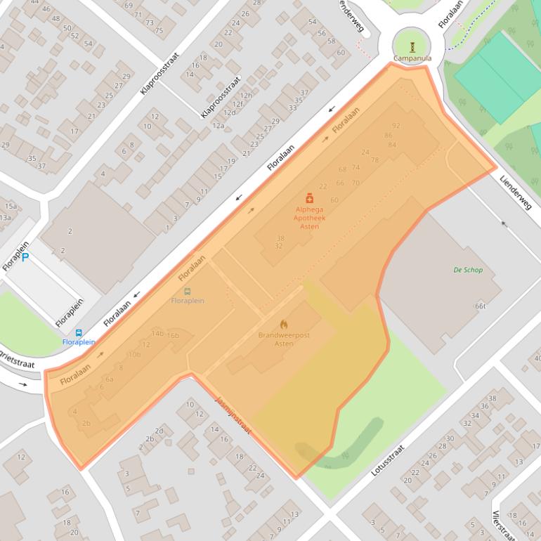 Kaart van postcodegebied 5721CV.