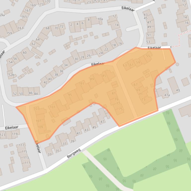 Kaart van postcodegebied 5721DE.