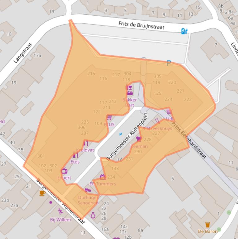 Kaart van postcodegebied 5721DZ.