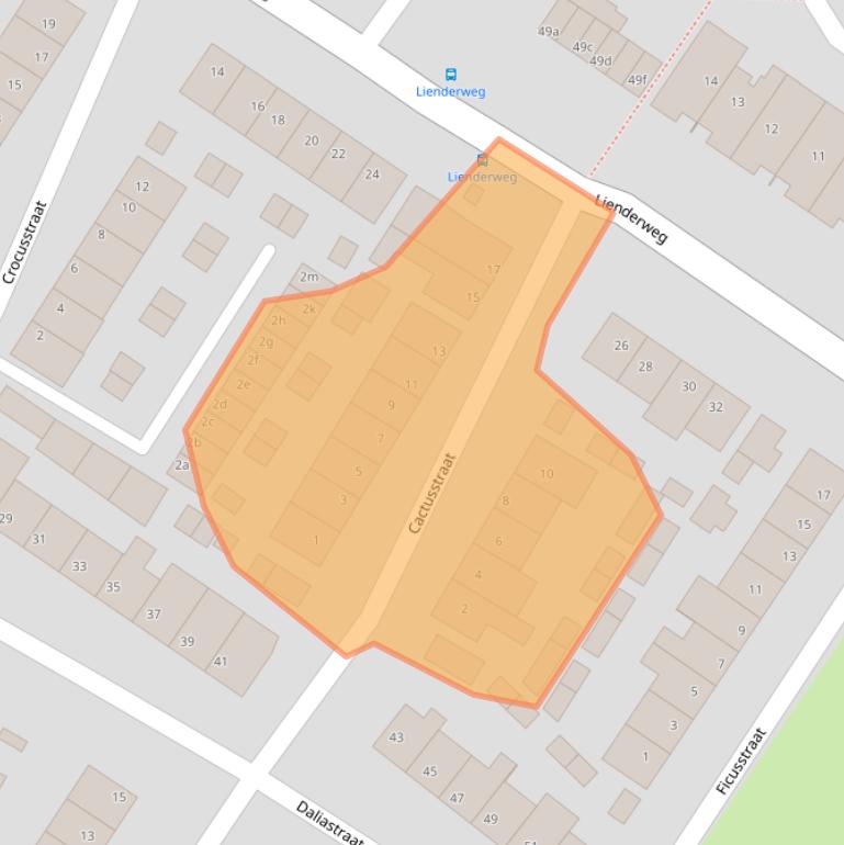 Kaart van postcodegebied 5721EC.