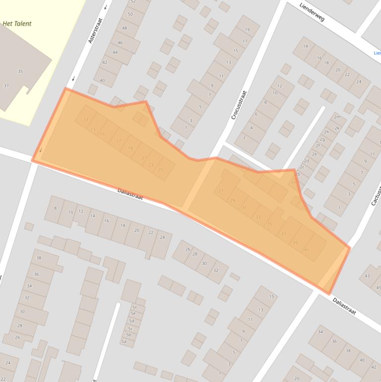 Kaart van postcodegebied 5721EJ.