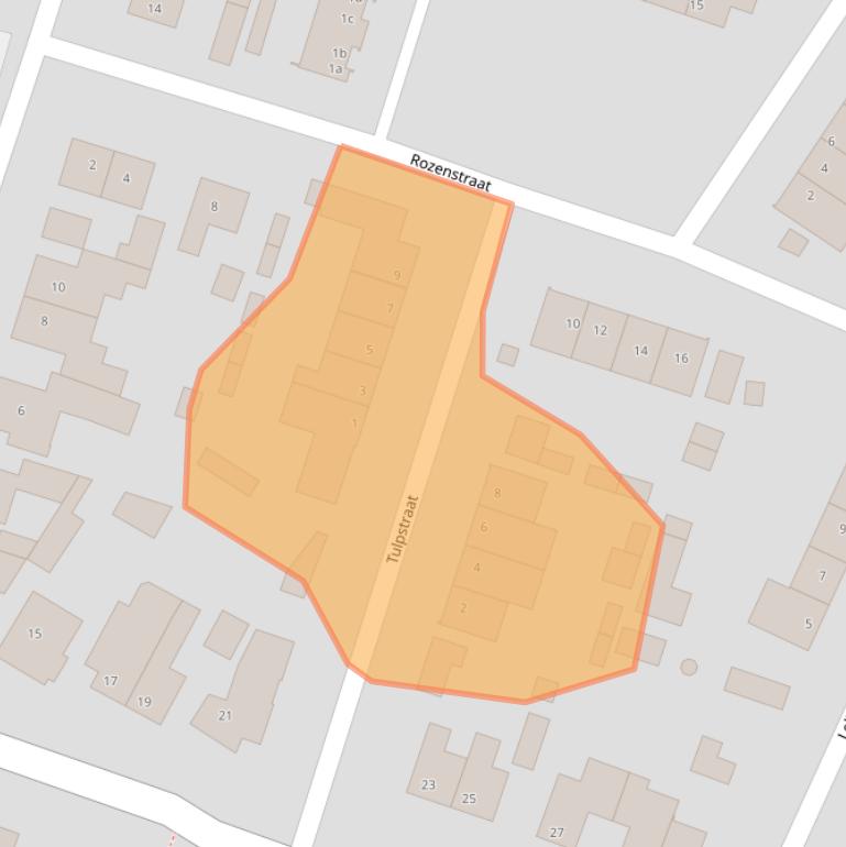 Kaart van postcodegebied 5721EV.