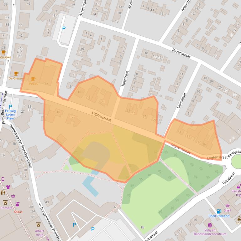 Kaart van postcodegebied 5721EX.