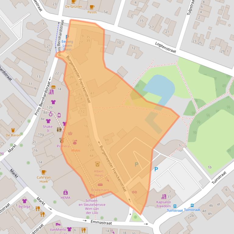 Kaart van postcodegebied 5721EZ.