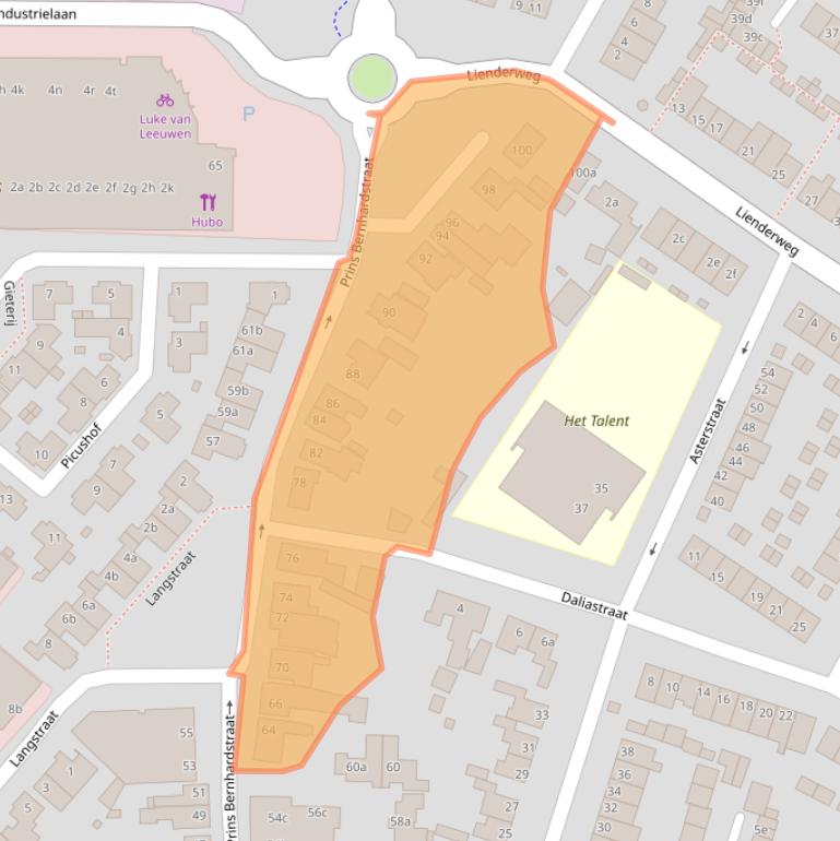 Kaart van postcodegebied 5721GD.