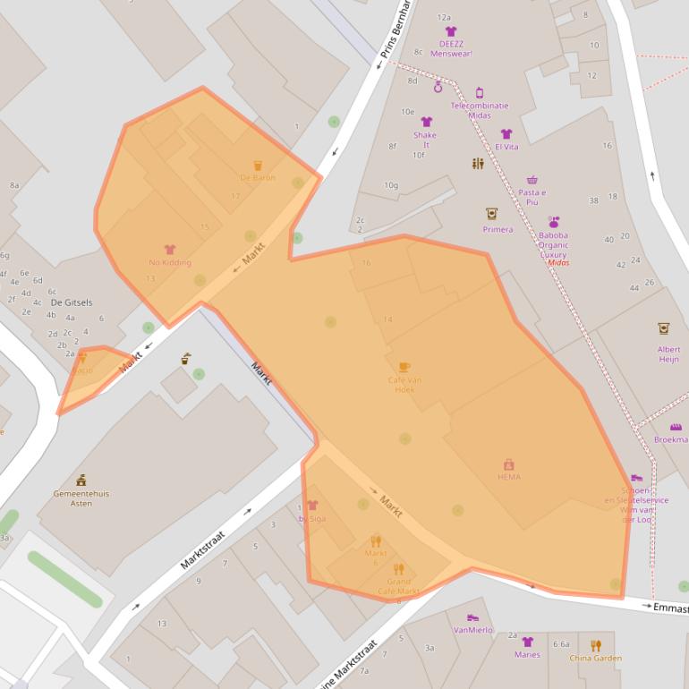 Kaart van postcodegebied 5721GE.