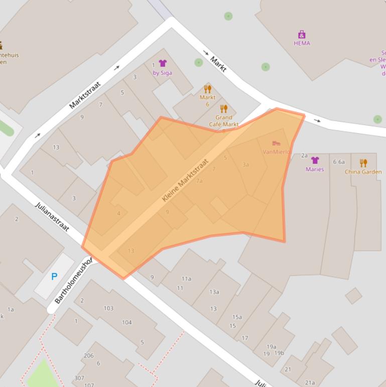 Kaart van postcodegebied 5721GG.