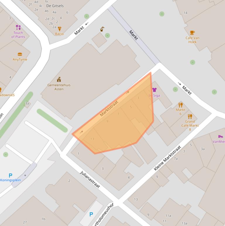 Kaart van postcodegebied 5721GH.