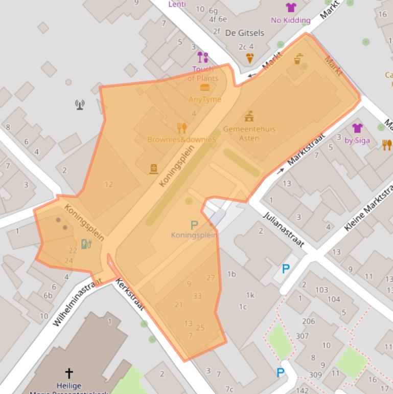 Kaart van postcodegebied 5721GJ.