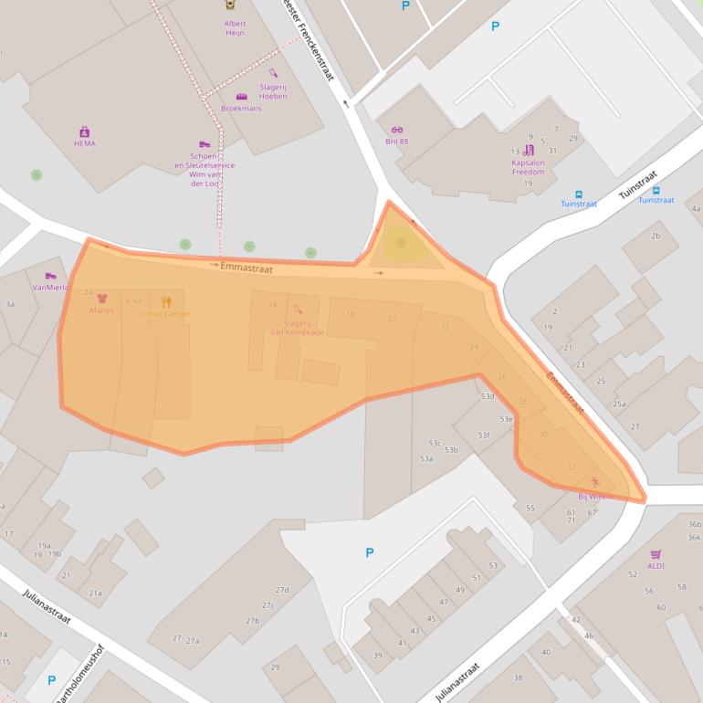 Kaart van postcodegebied 5721HB.