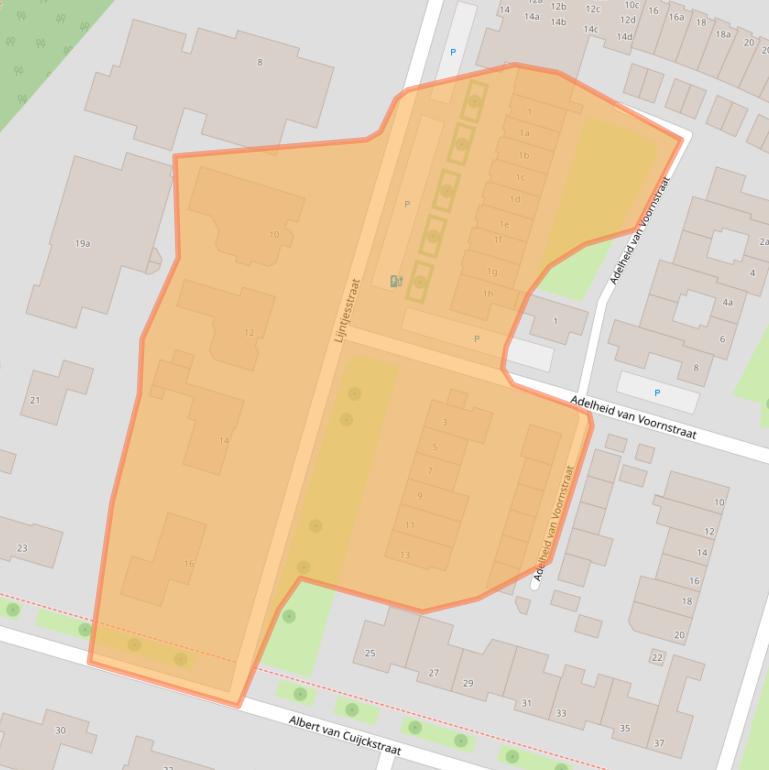 Kaart van postcodegebied 5721JZ.