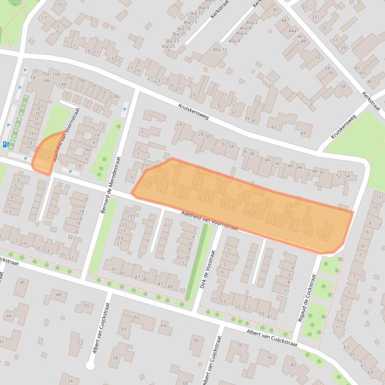 Kaart van postcodegebied 5721KA.