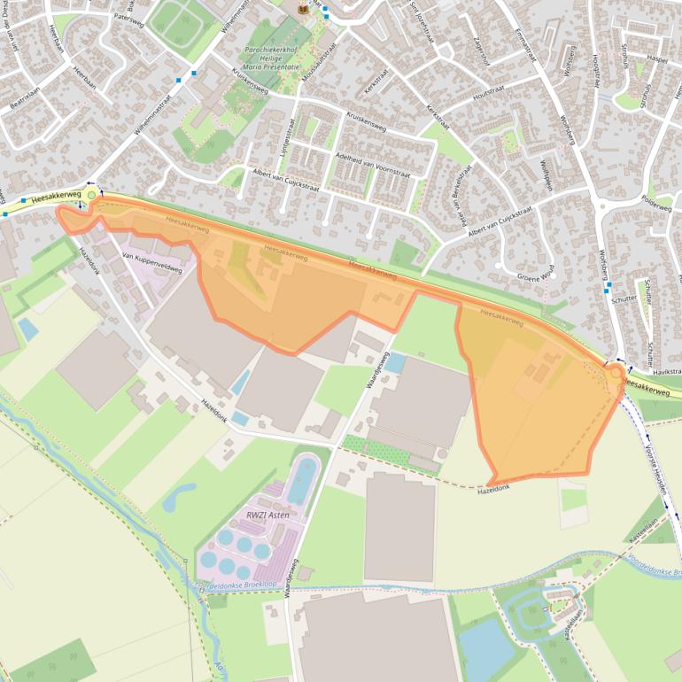 Kaart van postcodegebied 5721KM.